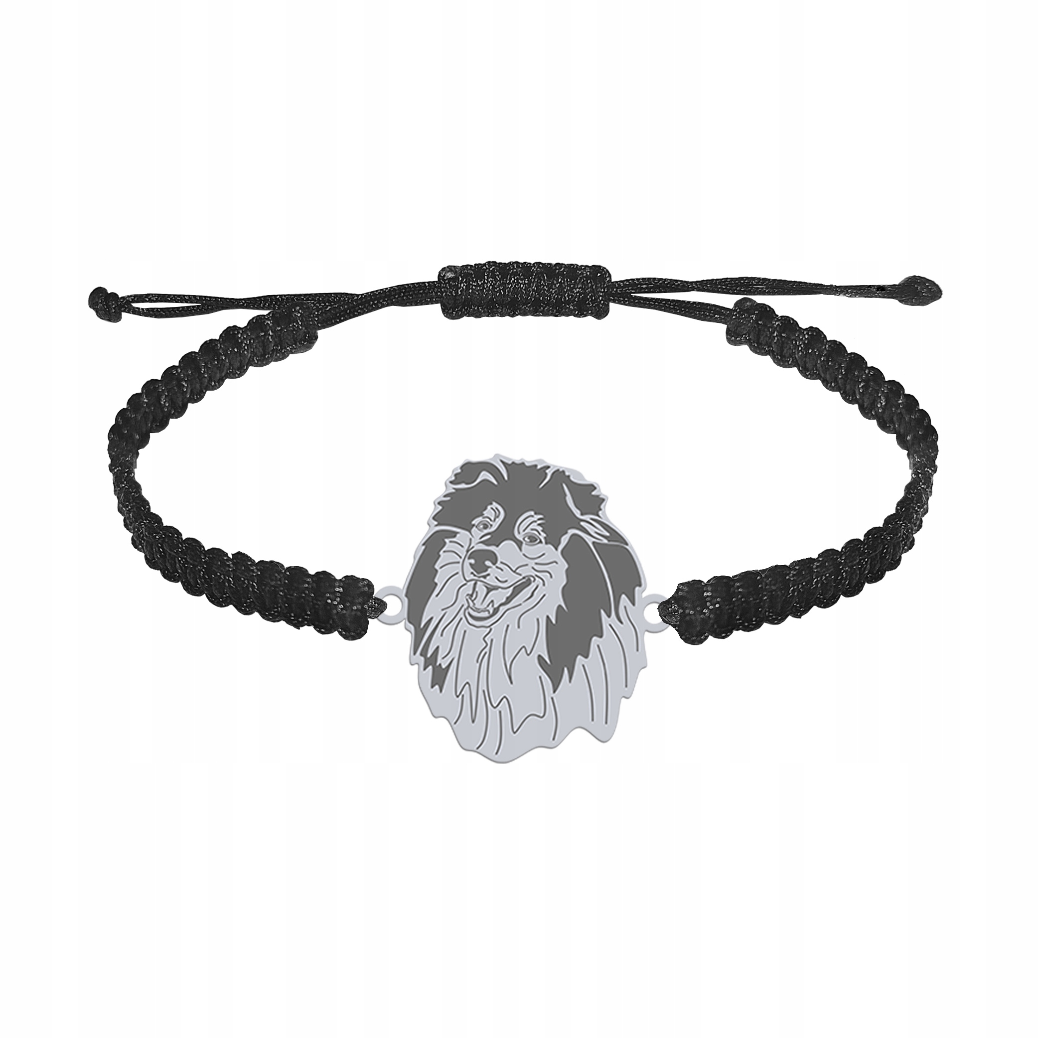 Stříbrný náramek se psem Skotský ovčák dlouhosrstý 925 Dárek Gravírování