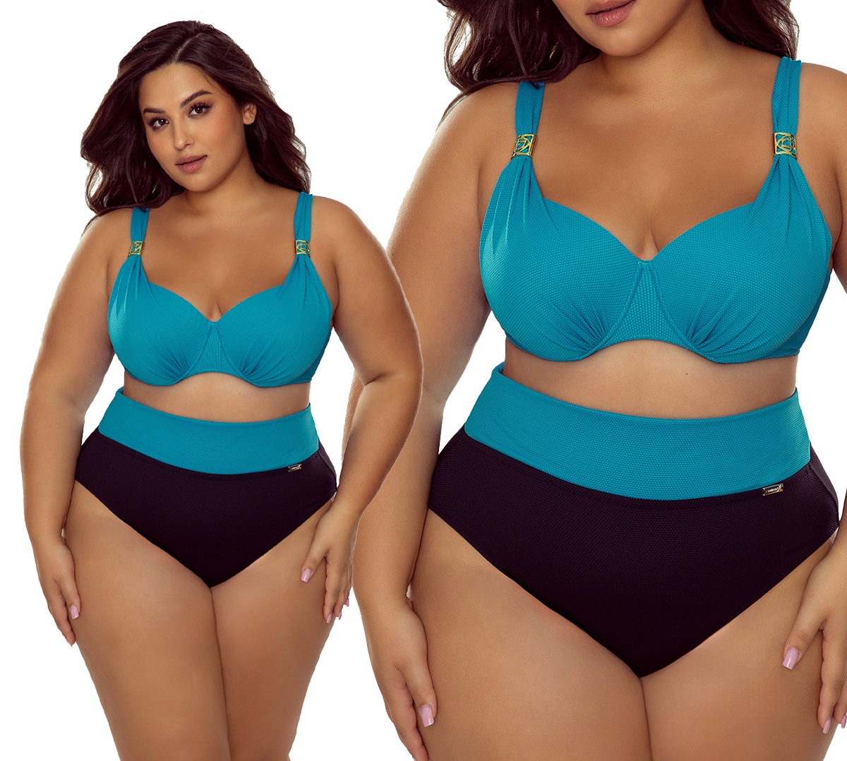 Plavky Gabbiano Elena s texturou a vysokým pasem, modré, 38D/M