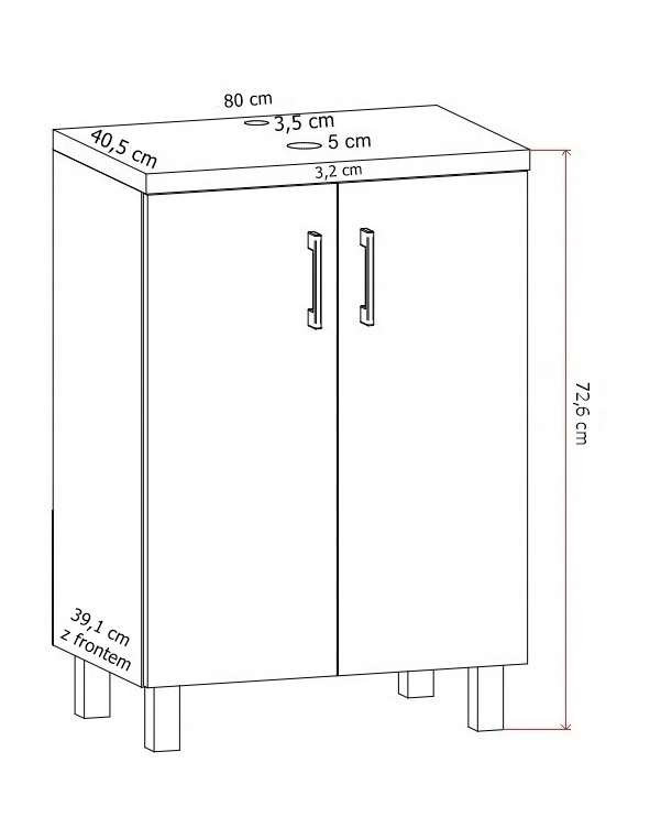 Szafka łazienkowa stojąca ROCO 80 PRODUCENT KOLORY Liczba półek 1