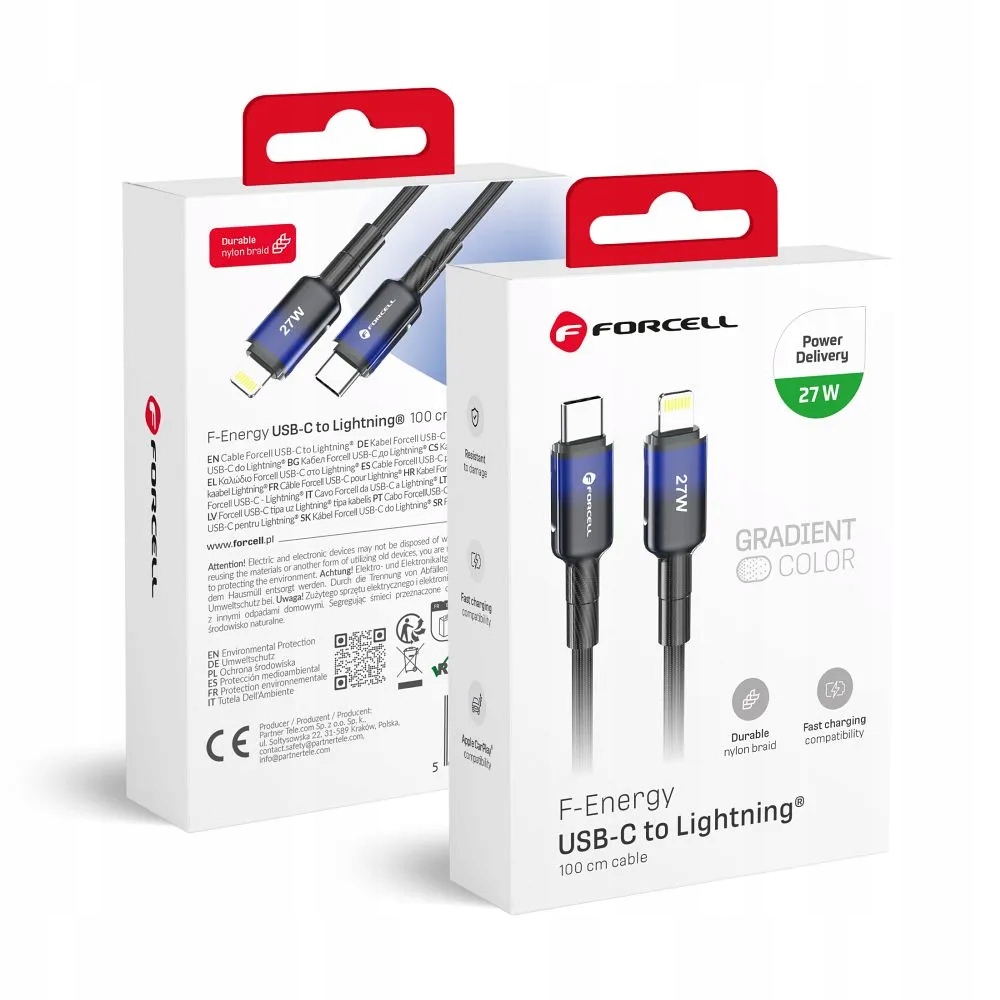 Usb-c kabel na Lightning Forcell F-energy Pd 3A 27W Gradient 1 M C356