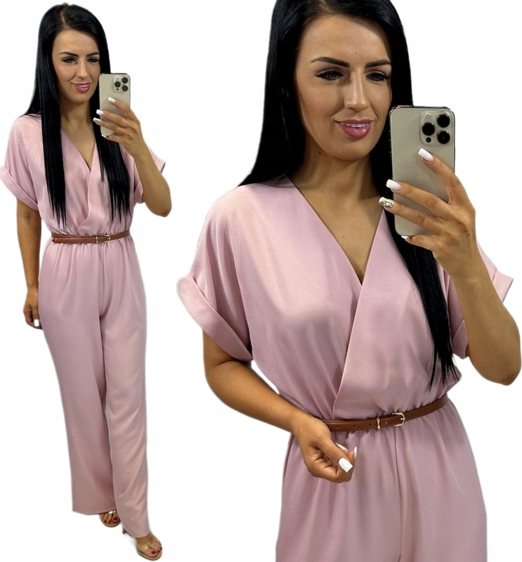 Dámská letní kombinéza na léto Elegantní Vzdušná Růžová Obálková M