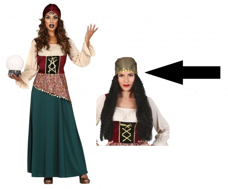 Sada Kostým Cikánka Tarotová víla M plus Paruka 2 el