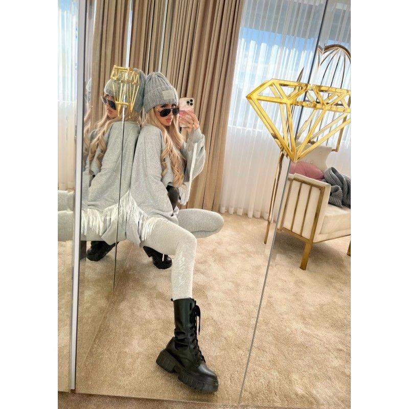 Legginsy NELLY WHITE - Just Unique XXS/XS Szary Rozmiar XXS/XS