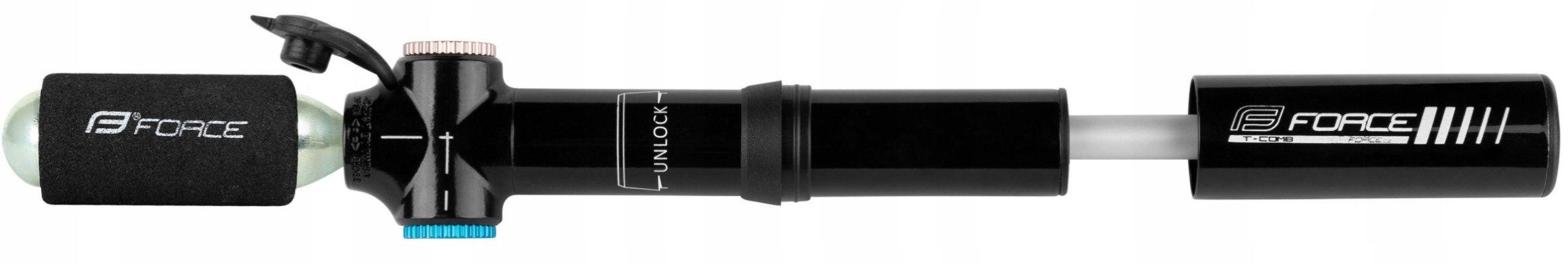 Mini Pompka Force T-comb CO2, Presta, Al, Czarna