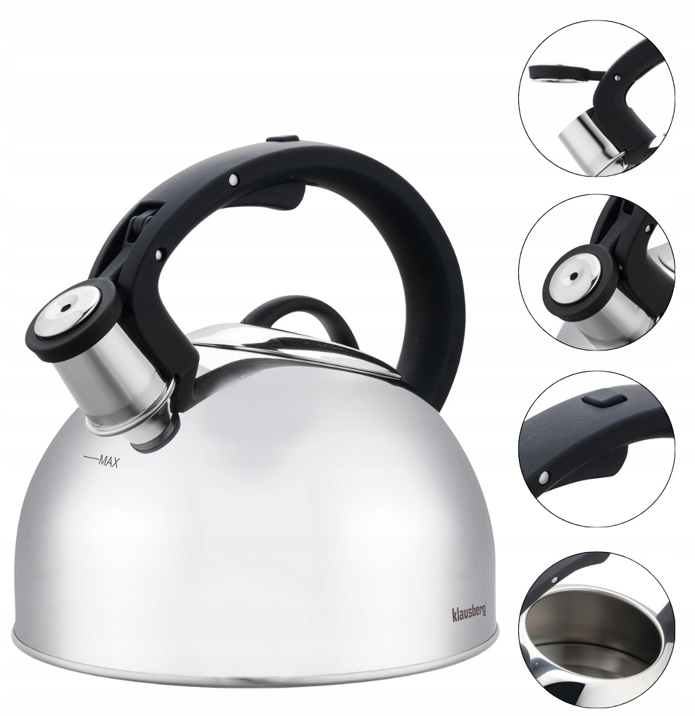 Klausberg KB-7910 nerezová ocel Konvice 2,5 l s tlustým dnem, indukce, plyn