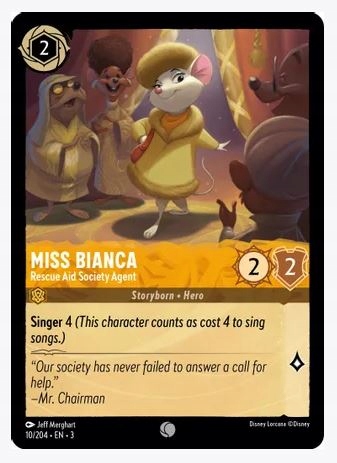 Disney Lorcana 3INK #010 Miss Bianca Rescue Aid Society Agent