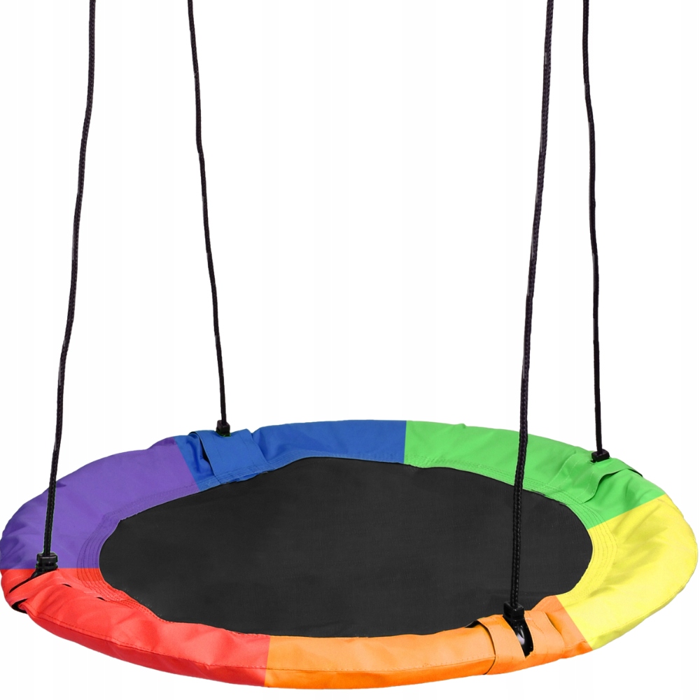 Huśtawka wisząca do ogrodu bocianie gniazdo dla dzieci kolorowa tęcza