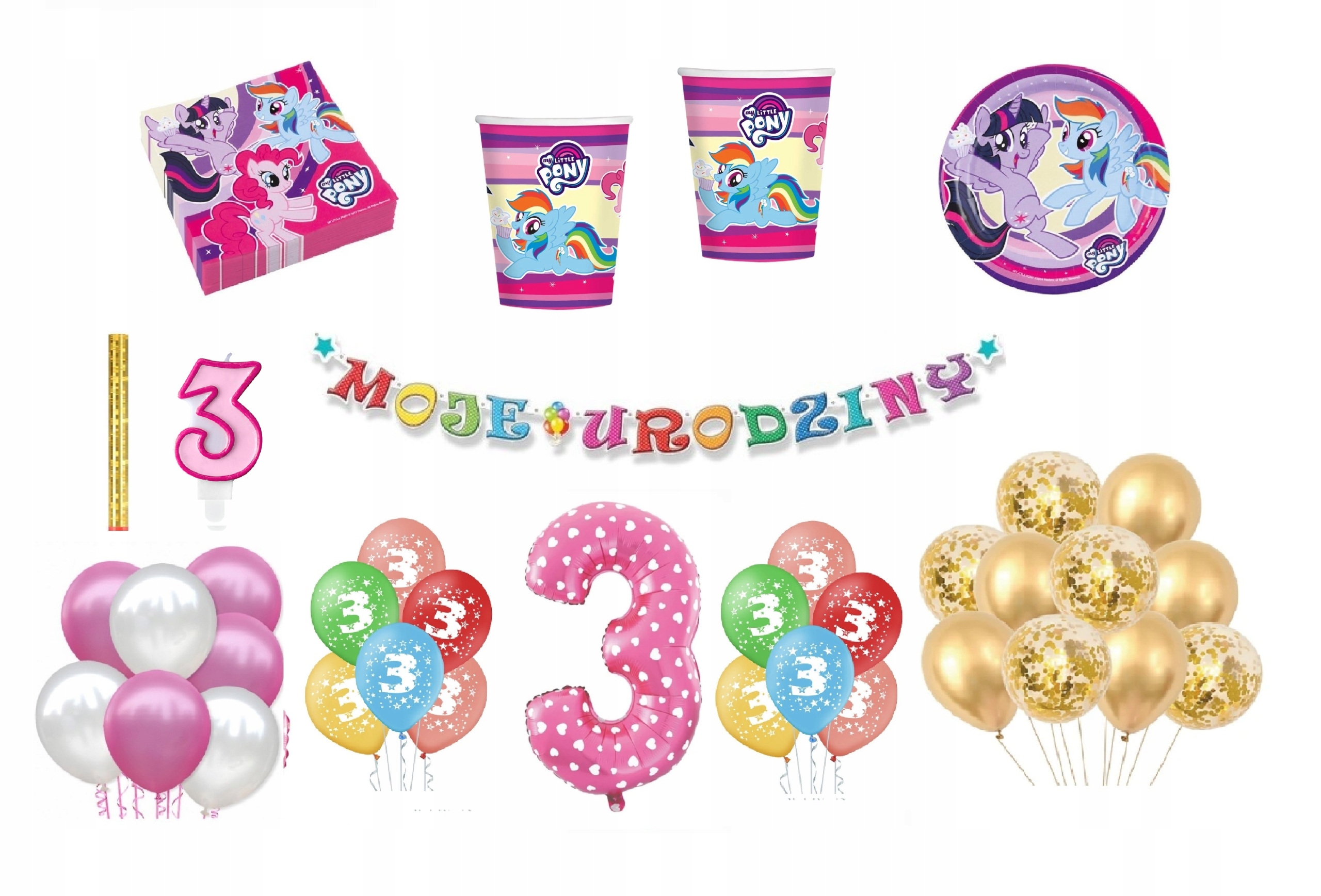 

Zestaw My Little Pony 3 Urodziny Balony