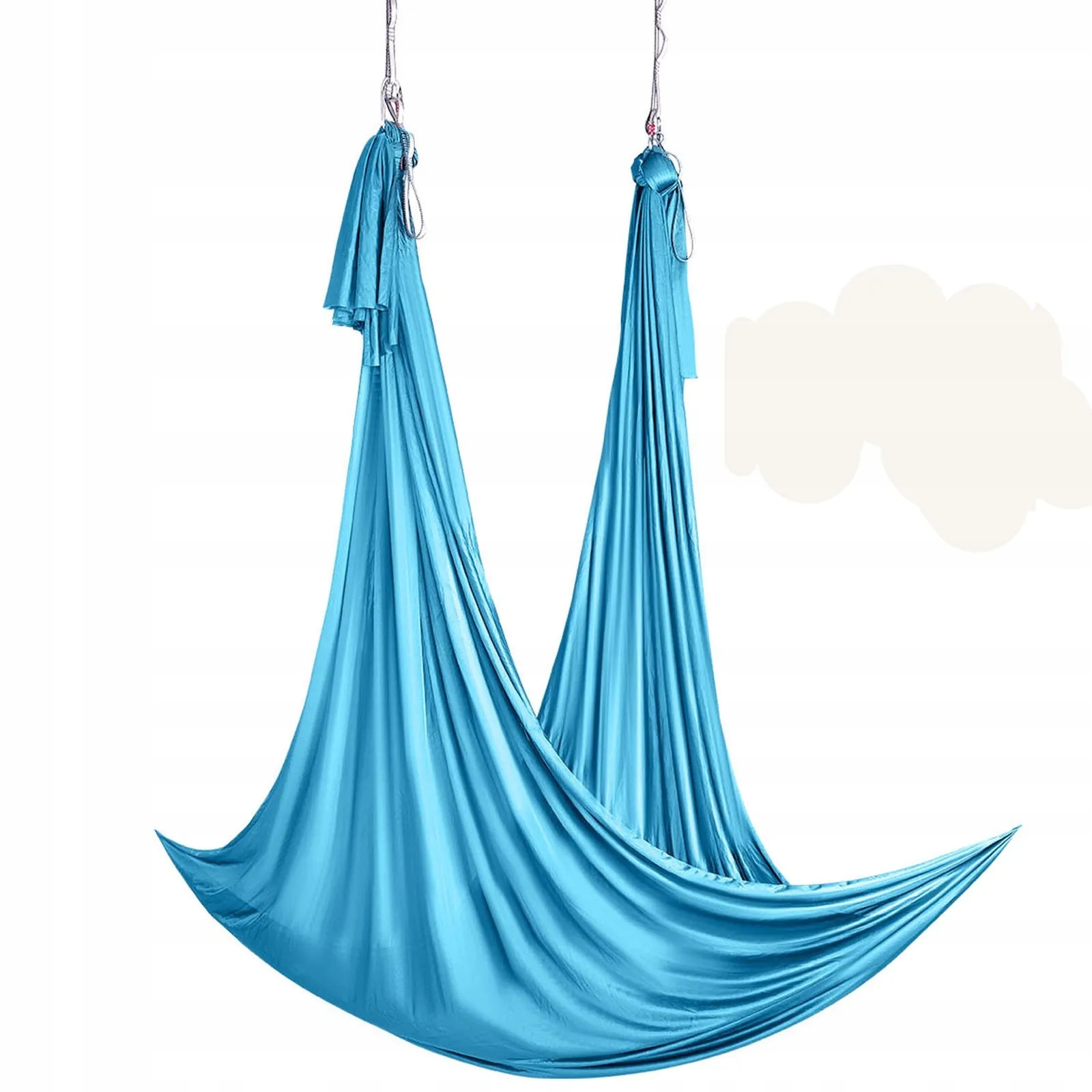 Houpací síť aerial yoga 5 m s příslušenstvím 100 gsm nylon pro trénink, modrá