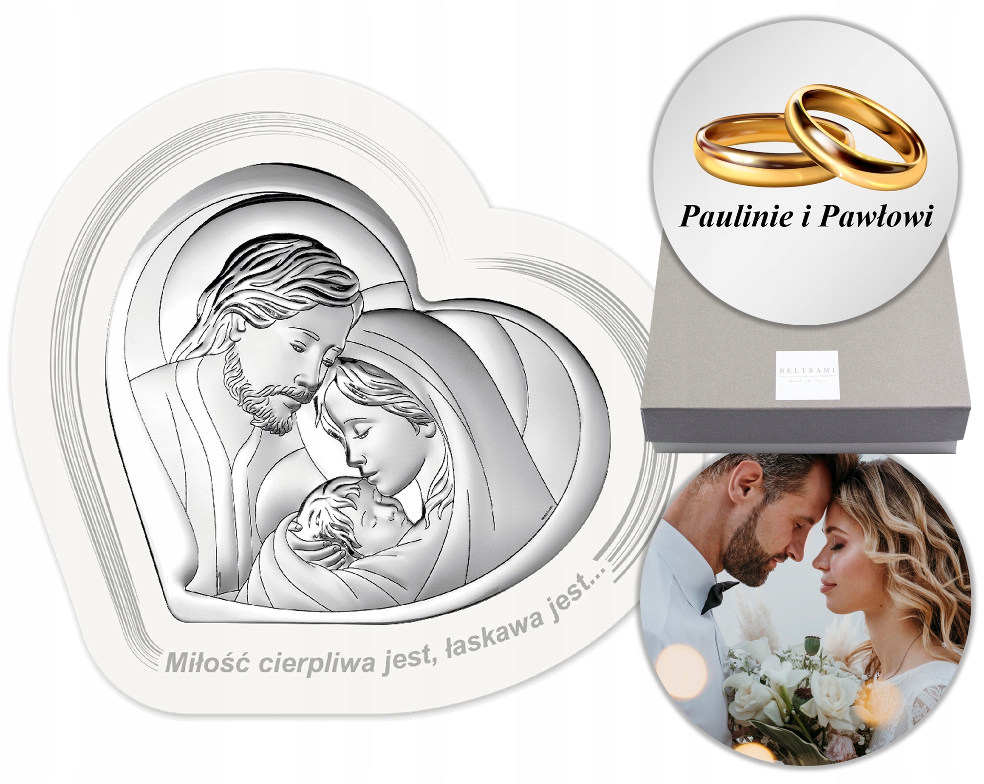 Stříbrný obraz Svatá rodina dárek Svatba Svaté Přijímání