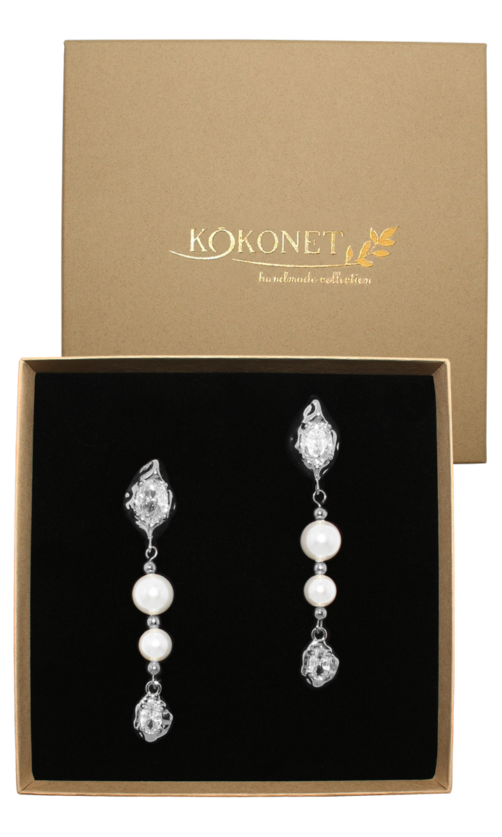 Stříbrné náušnice perly podlouhlé lehké Elegantní svatba Swarovski