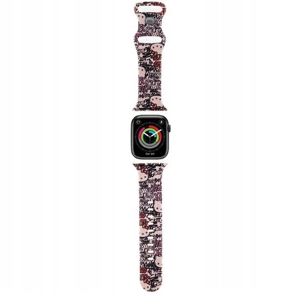 Pasek Hello Kitty Silicone Tags Graffiti na Apple Watch 38/40/41mm różowy