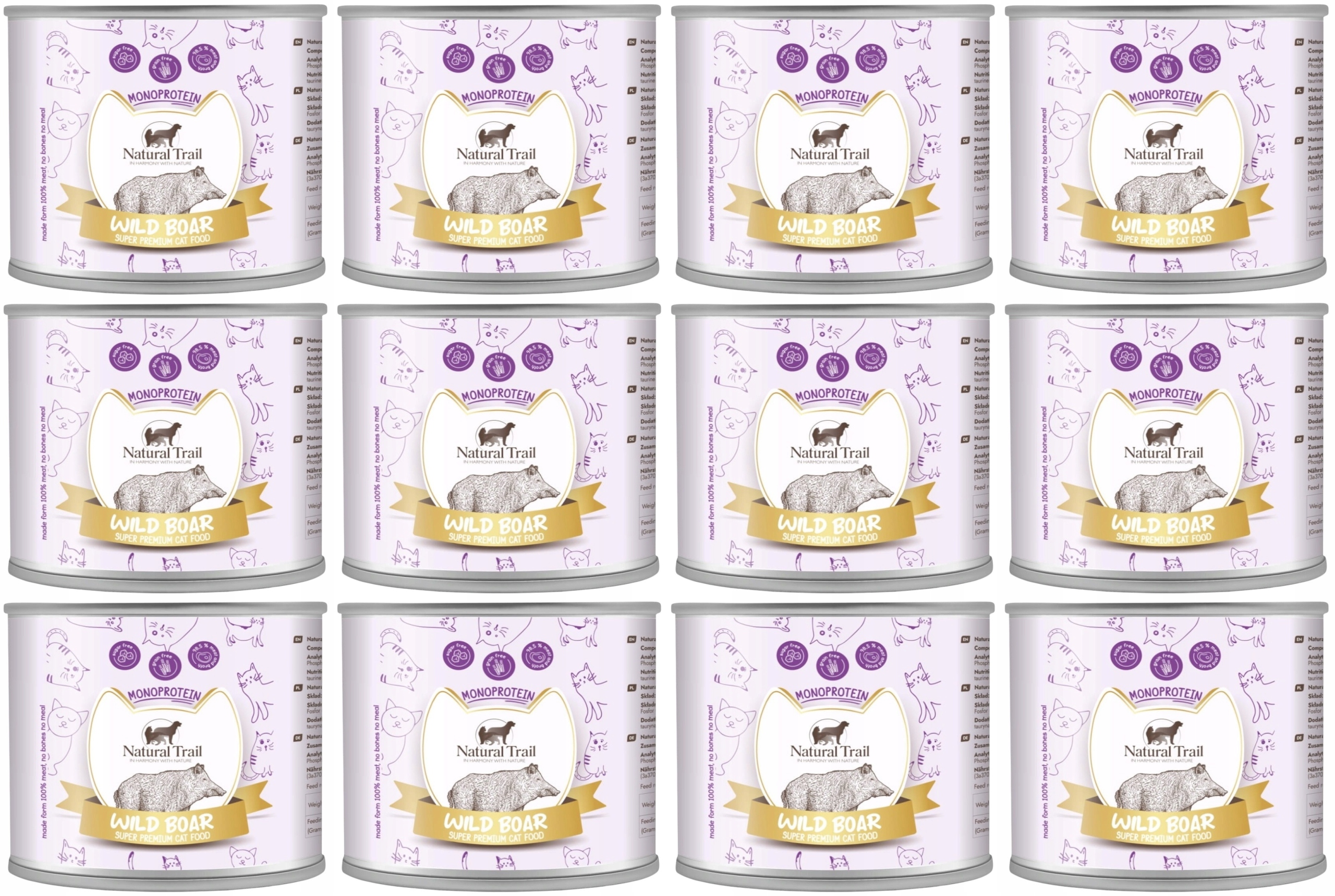 Natural Trail Cat Monoprotein Wild Boar (Zvěřina) 12 x 185 g
