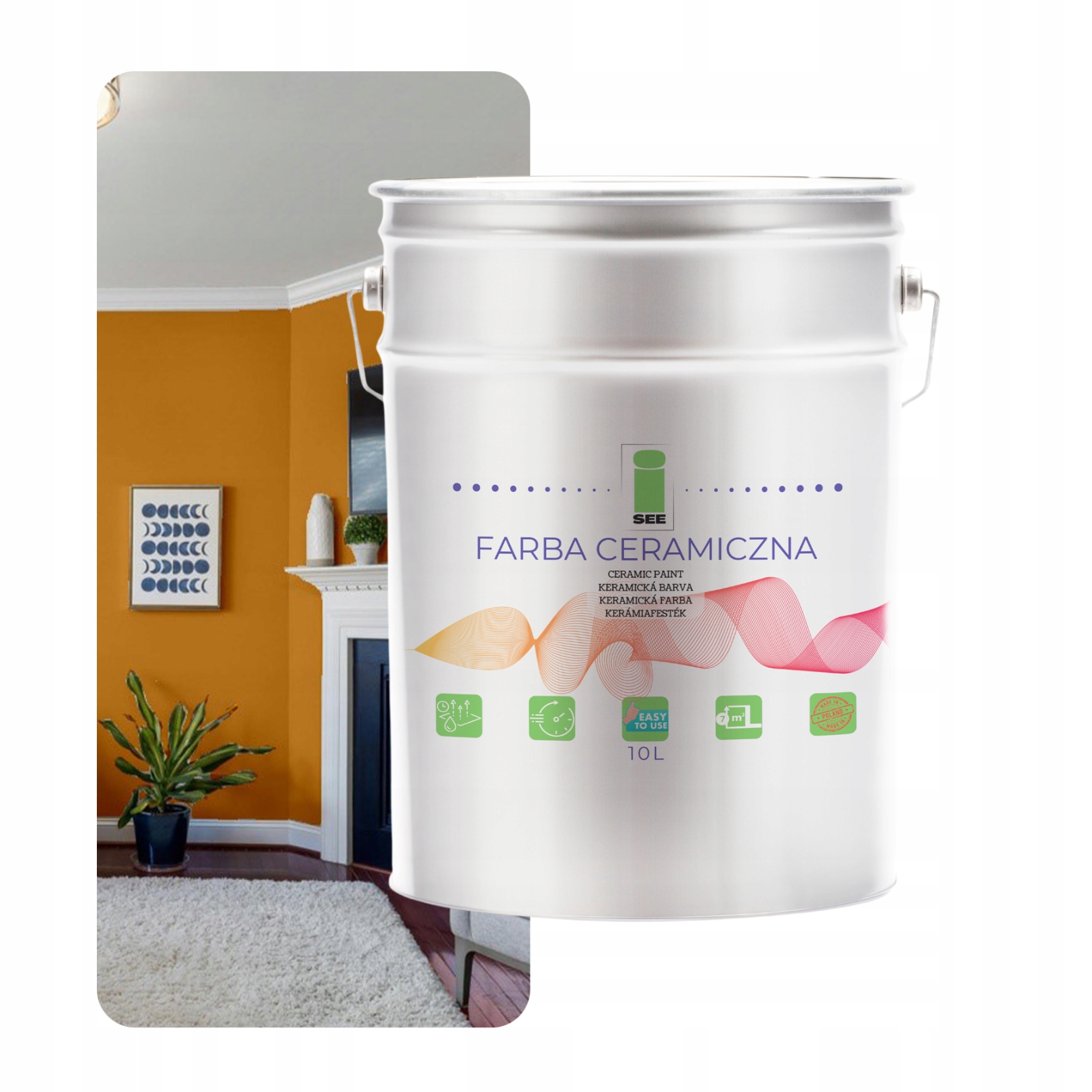 Umývateľná Keramická Farba Na Steny Horčicová Zlatá 10 L Odolná Voči Škvrnám