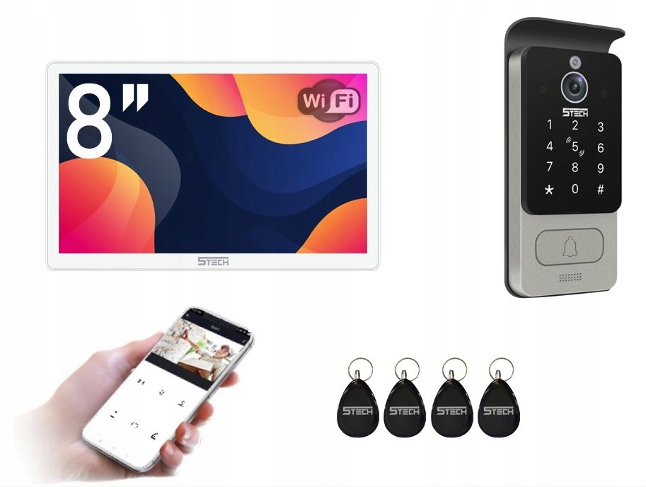 Videovrátnik 5TECH: 2-žilový digitálny WiFi Fhd 8" Virgo One Plus (W)/82228