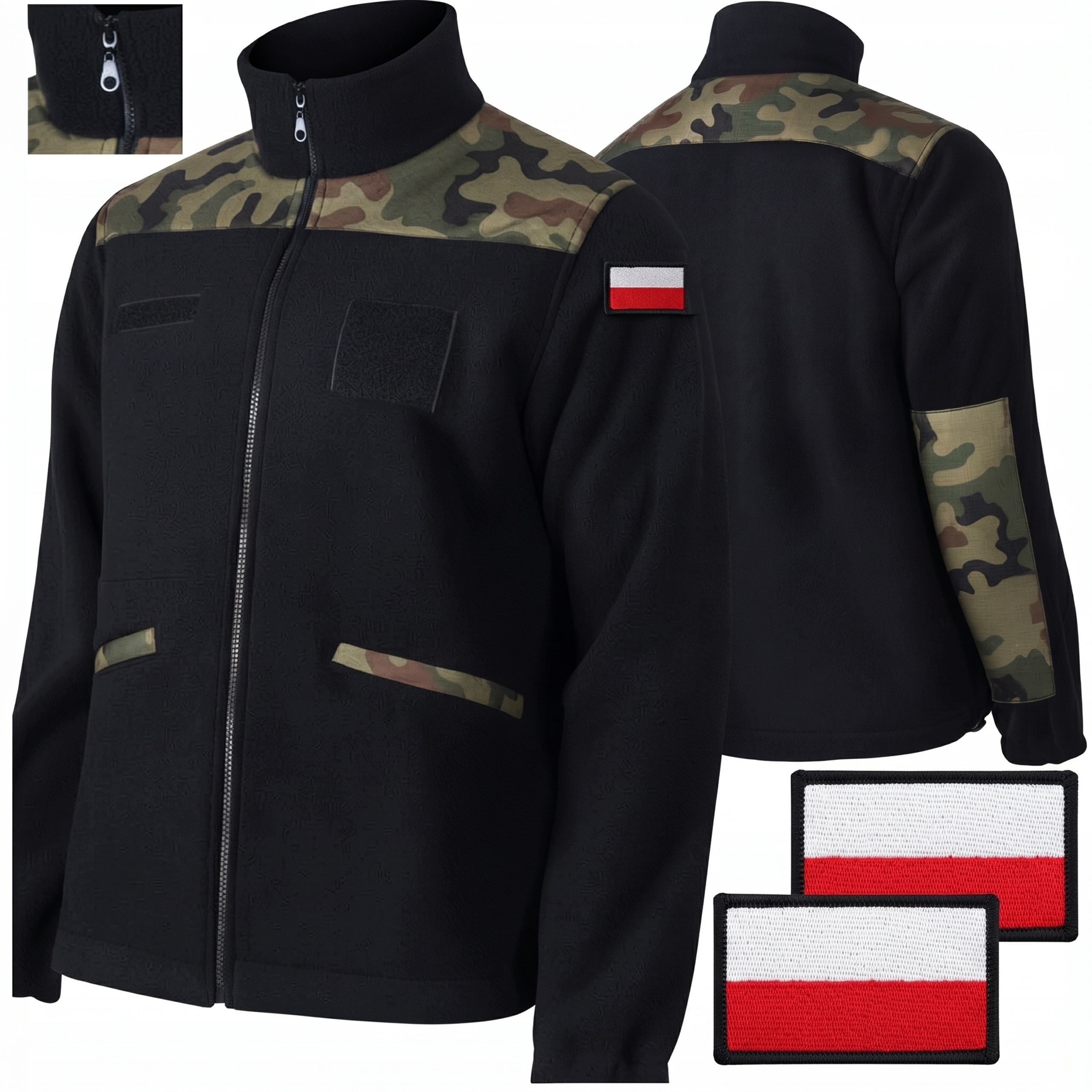 Polar Wojskowy Bluza Moro WZ93 Grom Rzepy Flagi Solidna r. S