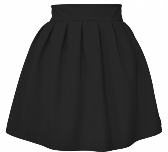 Modna CZARNA SPÓDNICZKA ROZKLOSZOWANA w ZAKŁADKI na ZAMEK rozmiar S Materiał dominujący poliester