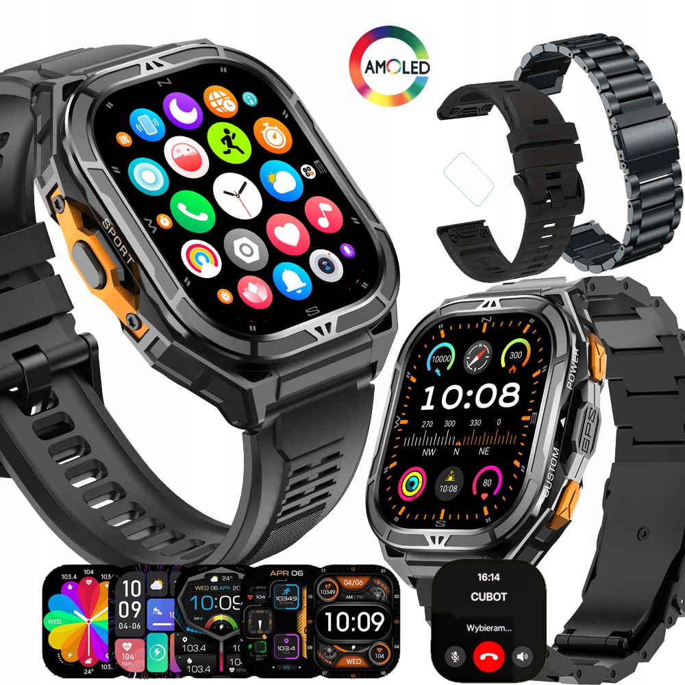 Smartwatch Pánske Hodinky Cubot GT3 Amoled Gps Pancierové Vojenské Hovory