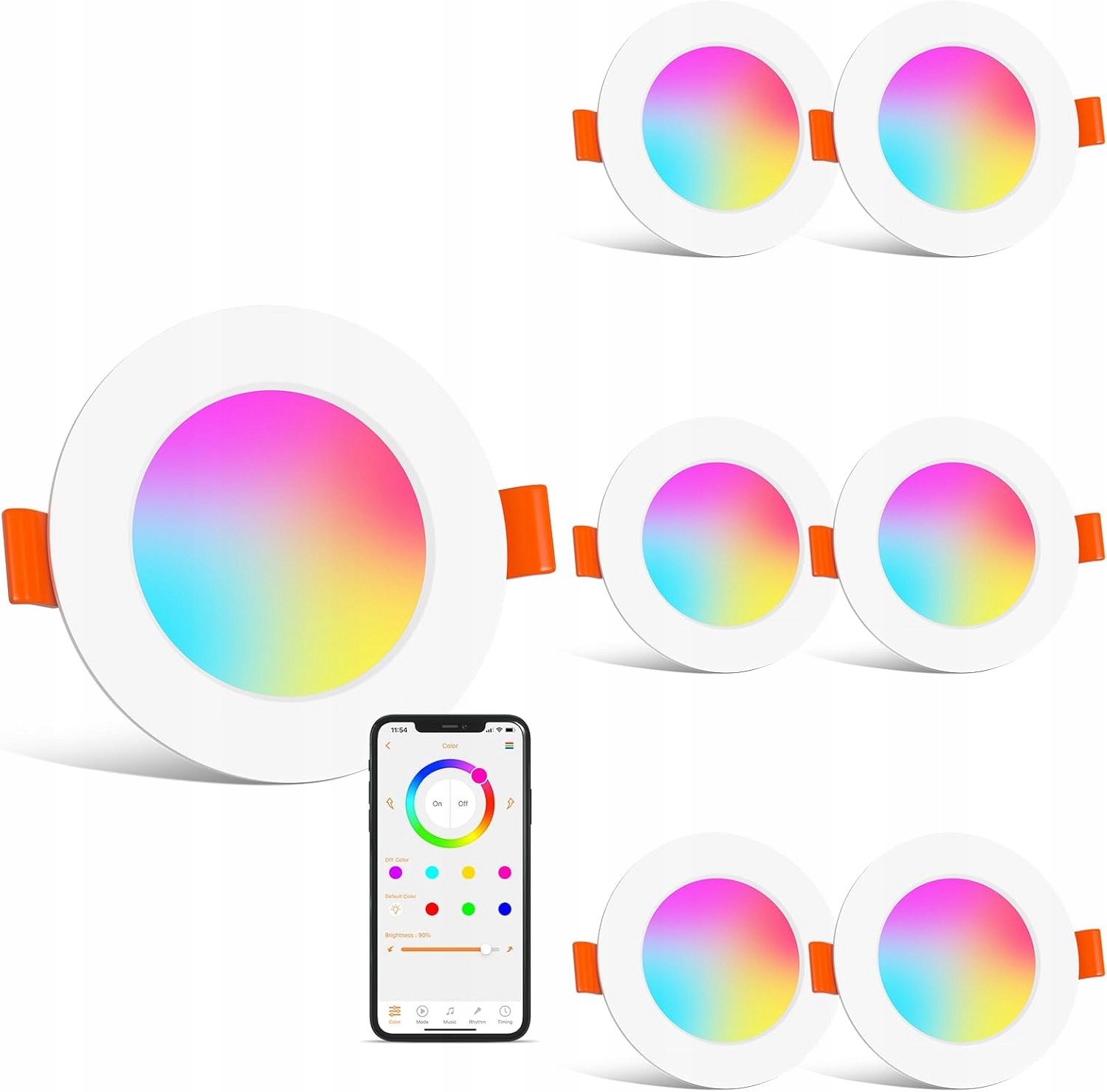 Led reflektor zapuštěná barva Rgb teplá bílá lampa Bt 2700K 8W 220V 6 Ks