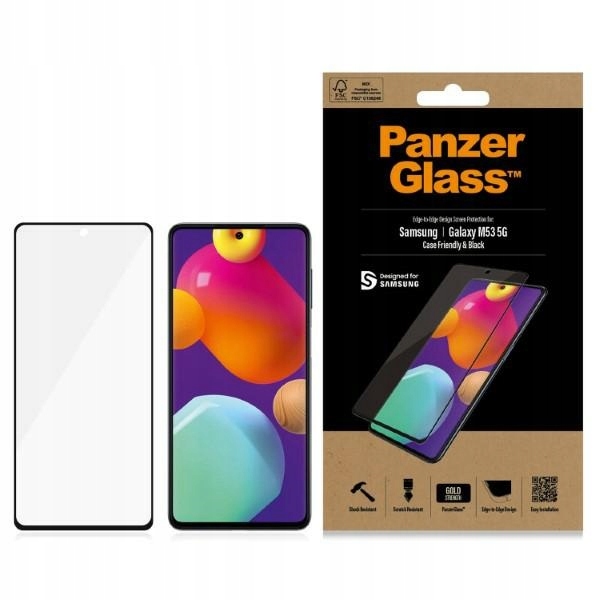 PanzerGlass E2E Regular do Samsung M53 Case Friendly Czarne szkło ochronn