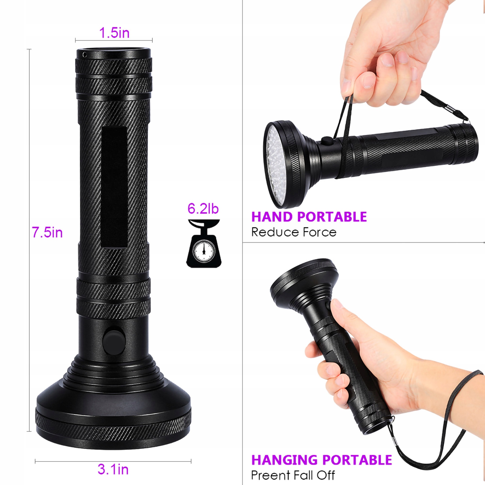 LATARKA UV LED DO SZUKANIA BURSZTYNU IPX4 100LED Rodzaj klasyczna