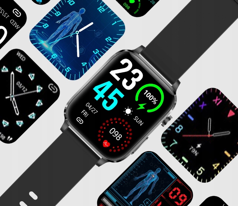 ZEGAREK KARDIOWATCH POMIAR CUKRU GLUKOZA LASER TER. CIŚNIENIOMIERZ POL MENU Kolor czarny