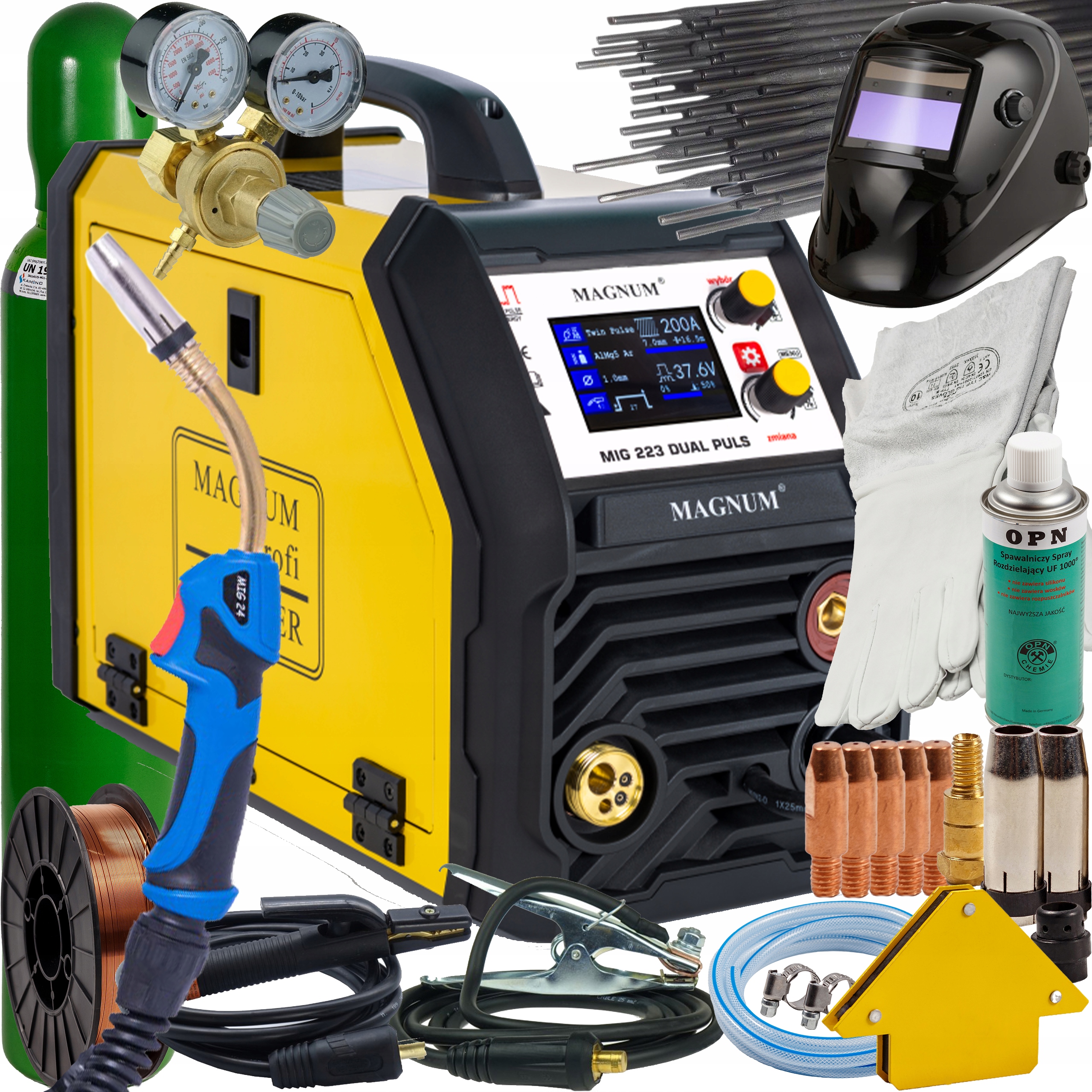 Svařovací Stroj Migomat Magnum Mig 223 Dualpuls Synergie LCD Mma Tig Sada 1