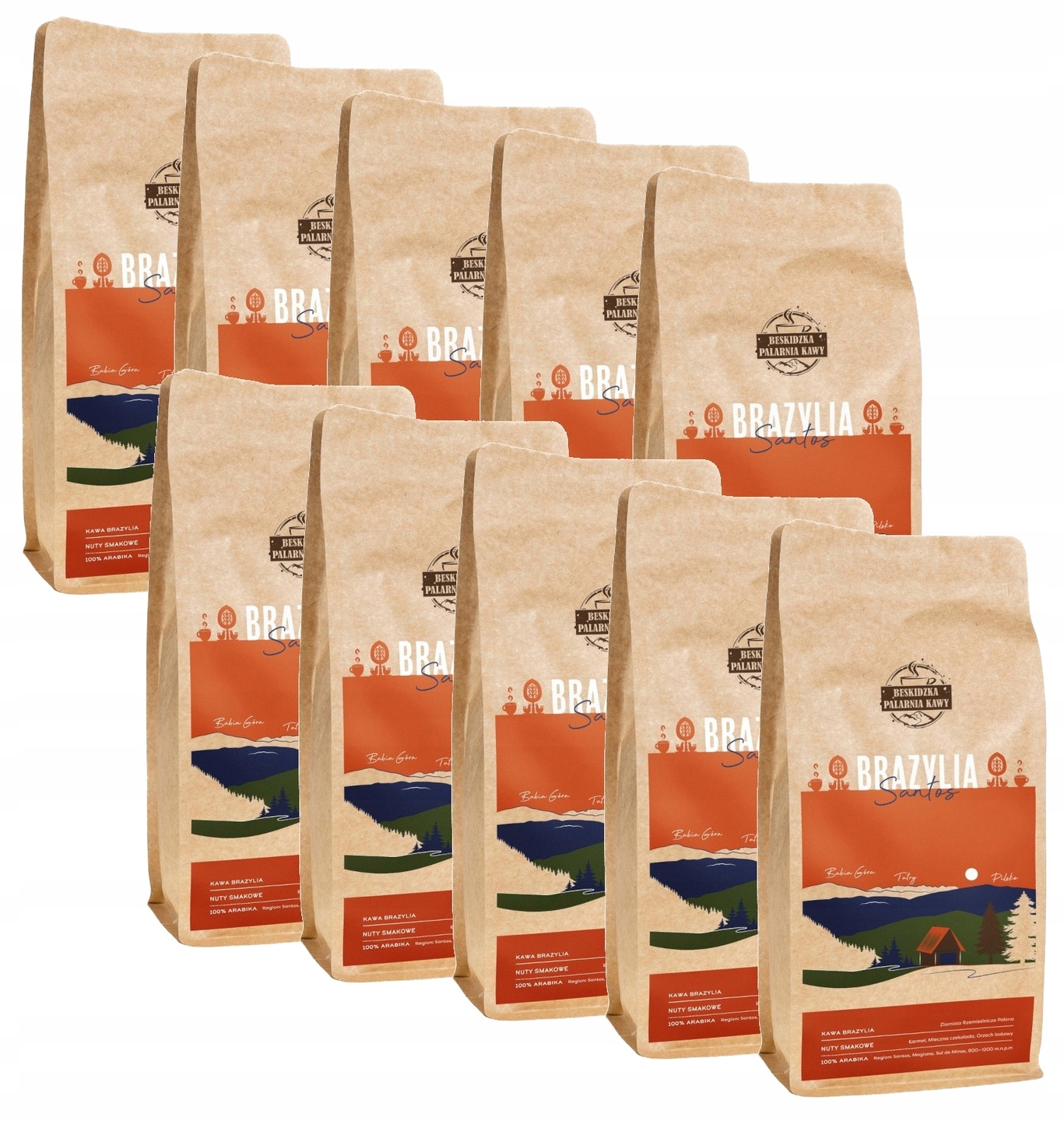 Levně Čerstvě Pražená Káva Zrnková Brazílie Santos 10x 1KG 100% Arabica