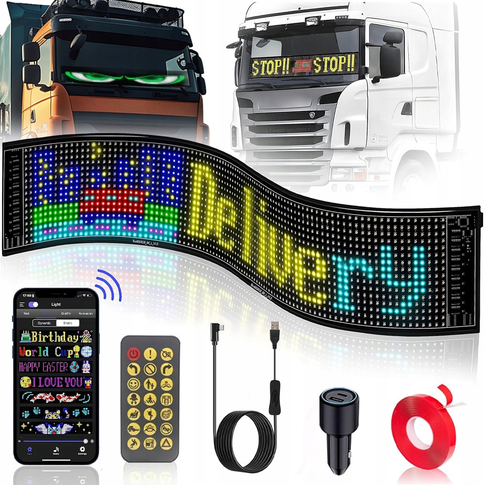 ELASTYCZNY EKRAN PANEL LED DIABELSKIE OKO ŚWIATŁO SAMOCHODOWA LAMPA 12*59CM