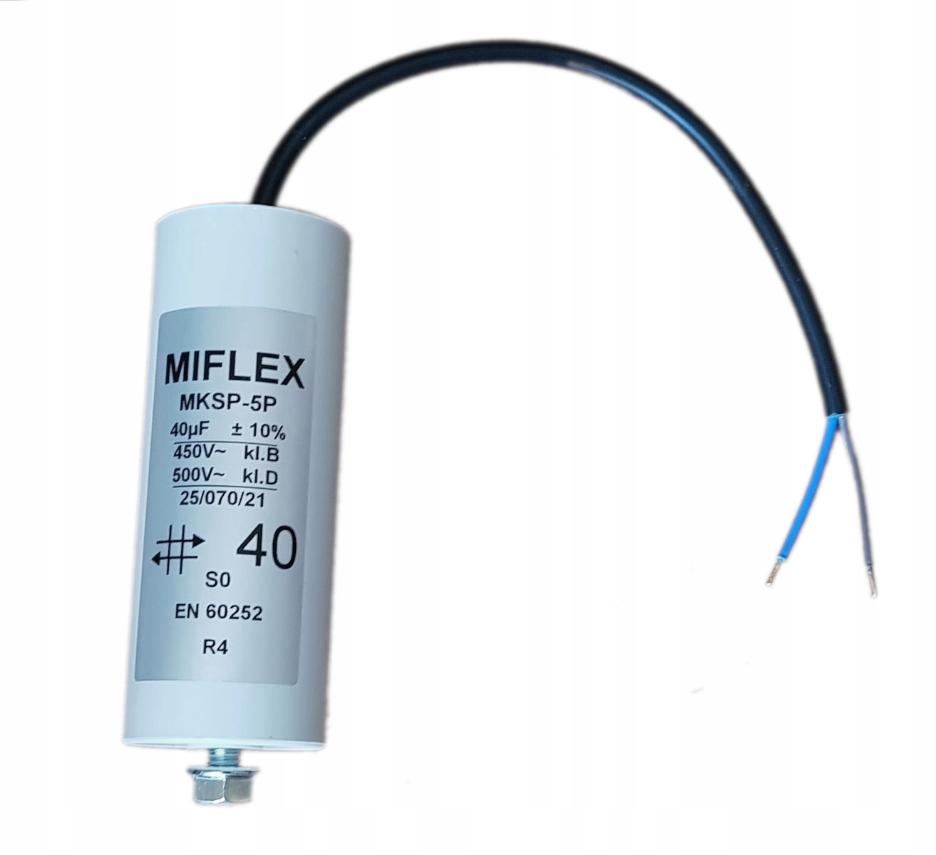 

Kondensator rozruchowy silnika 40uF 450V Miflex ks