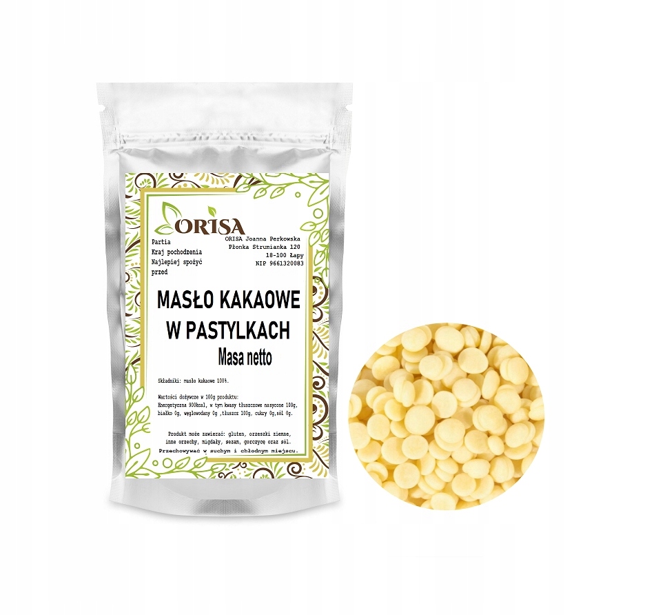 Masło kakaowe w pastylkach 500g masło kakaowe 100% pastylki