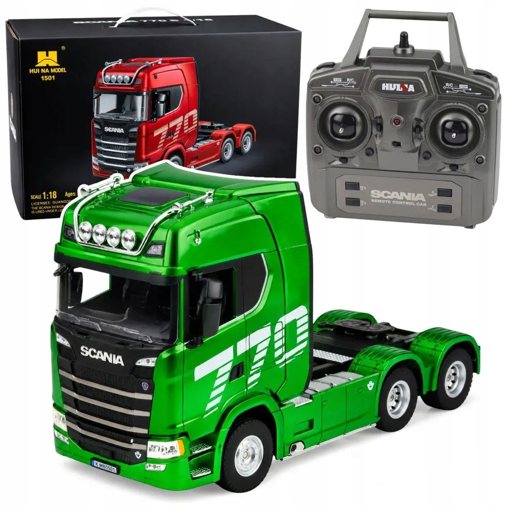Ciągnik Siodłowy Ciężarówka Scania Zdalnie Sterowana Rc Huina Zielony