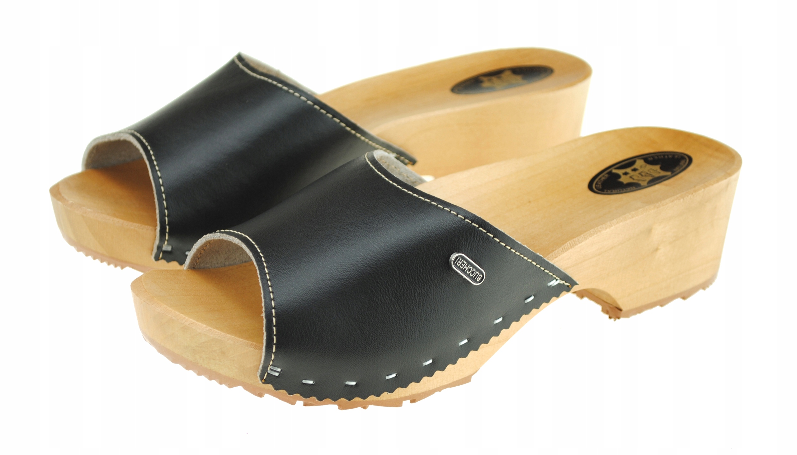 CHODAKI damskie DREWNIAKI KLAPKI Skóra Naturalna Wysokość obcasa/platformy 4.5 cm