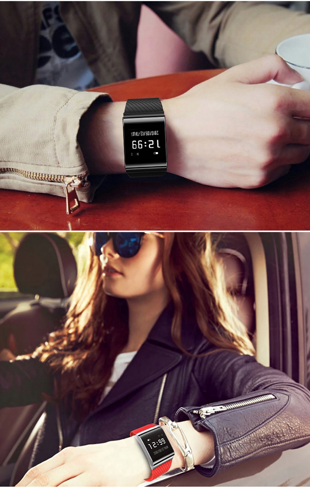 SMARTWATCH zegarek SMARTBAND Pulsometr Krokomierz AMOLED Rodzaj paska Pasek