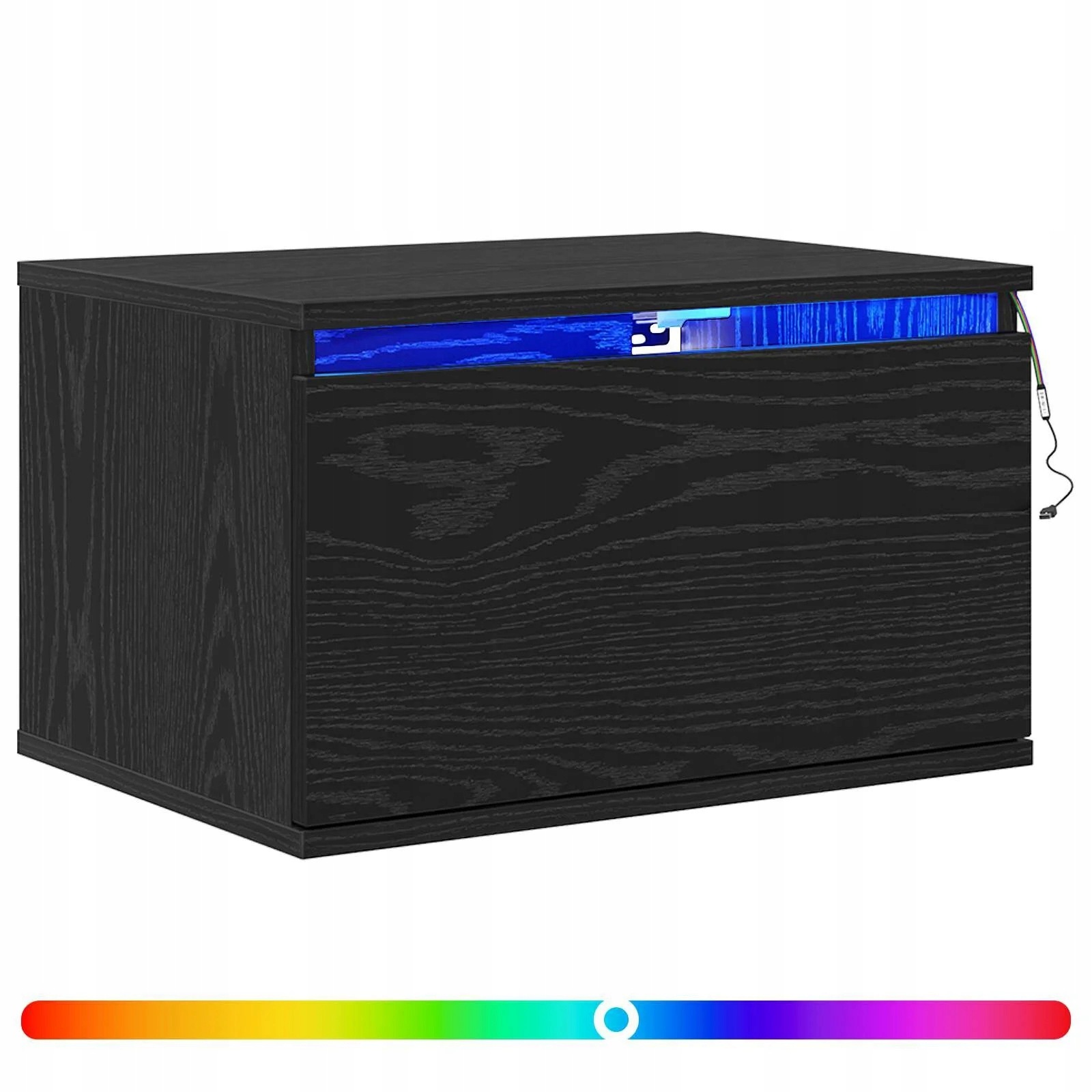 Nočná skrinka s Led, montovaný na stenu, čierny dub 50x36x30 cm
