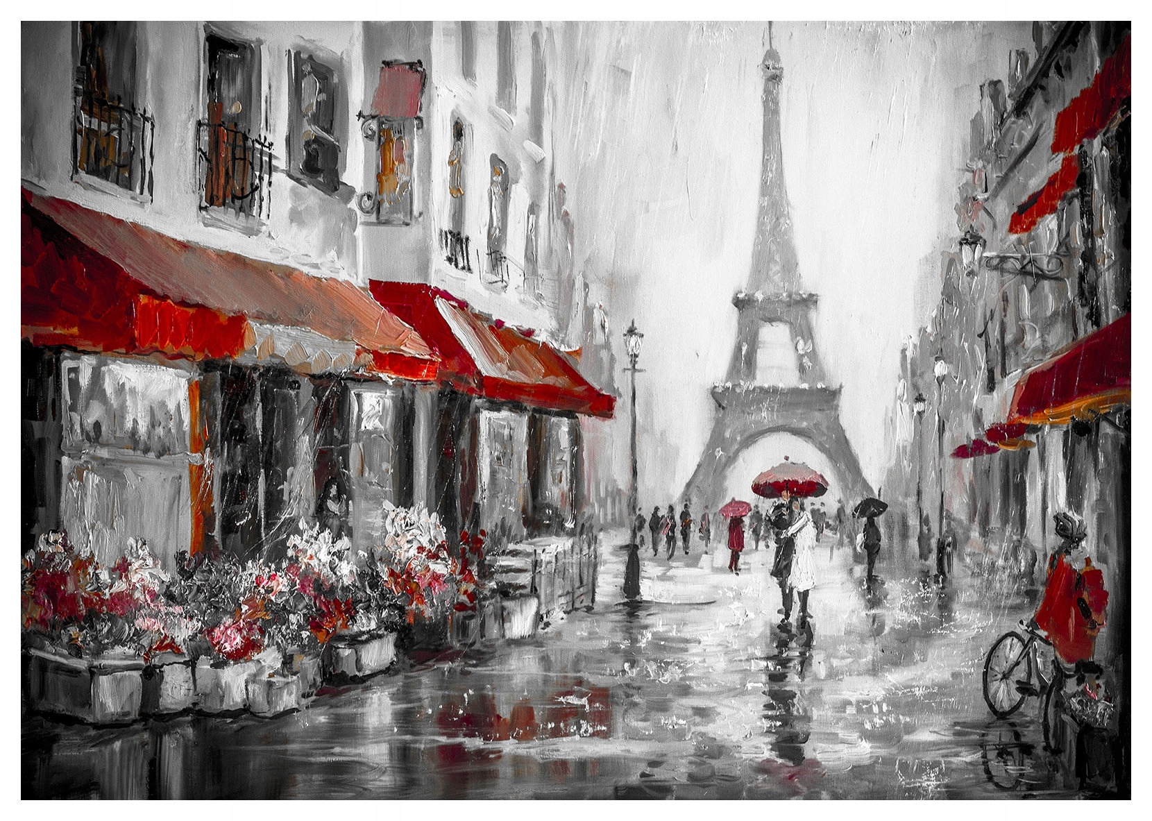 Fototapeta flizelina Paříž Eiffelova věž déšť kavárna květiny 368x254 lepidlo