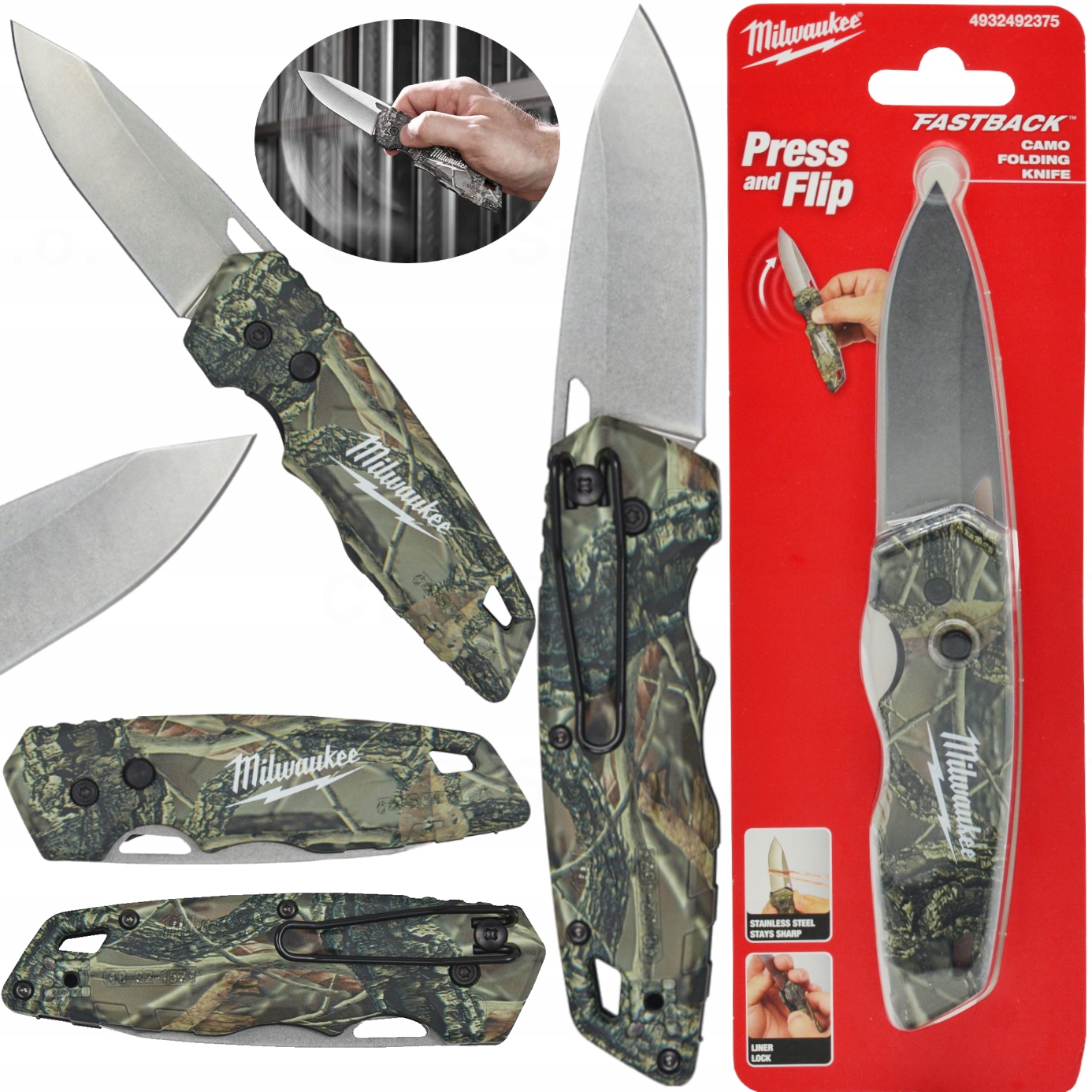 СКЛАДАНИЙ НІЖ CAMO FASTBACK MILWAUKEE