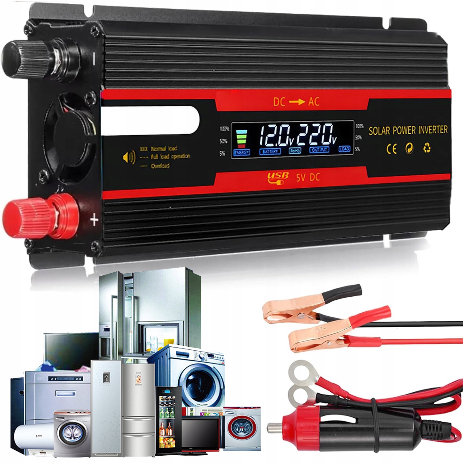 Menič 2000 W, Invertor DC 12 V 24 V Na Ac 220 V S Obrazovkou Pre Auto