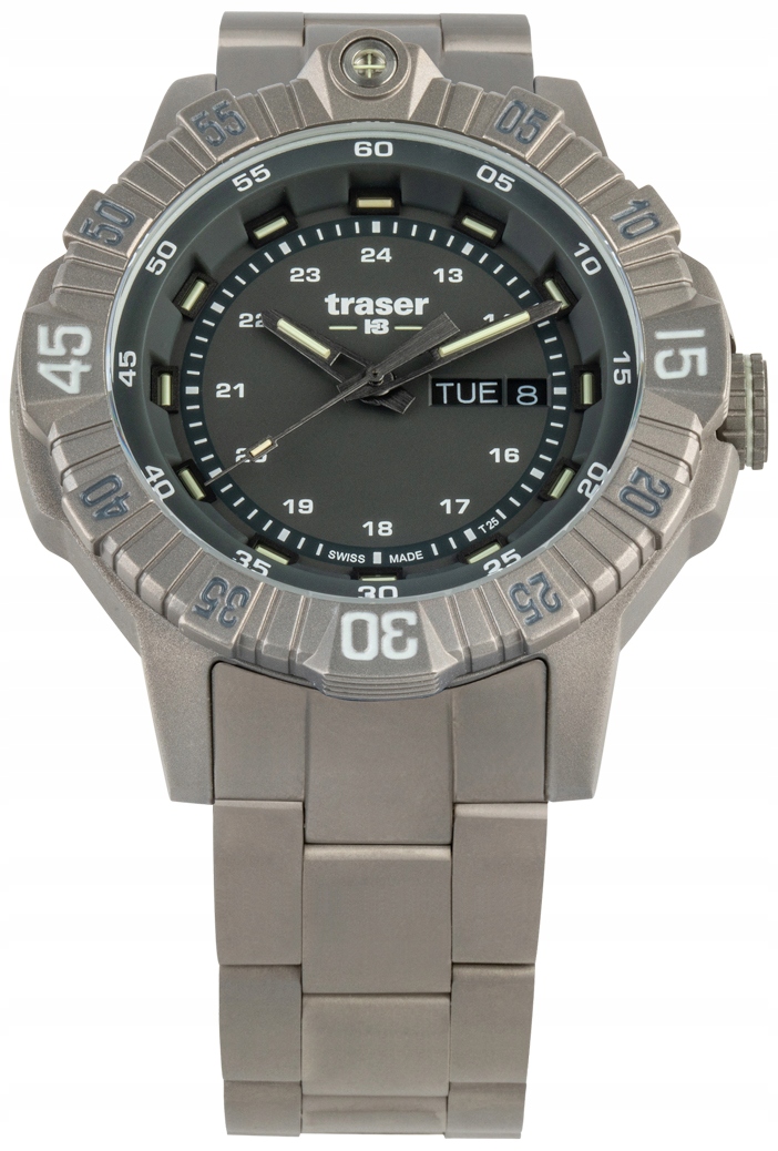 Nový Originální Pánské Hodinky Traser TS-110666 šedý P99+gravírování titan