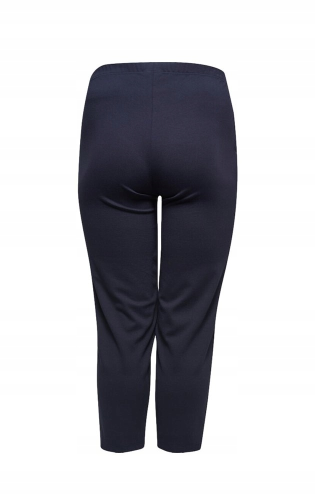 Plus Size Pont Neuf Pletené Elegantní Tmavě Modré Kalhoty 7/8 V406 56
