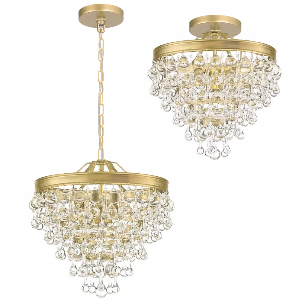 Závesná Kryštálová Stropná Lampa Zlatý Luster Glamour 3xE14 Toolight