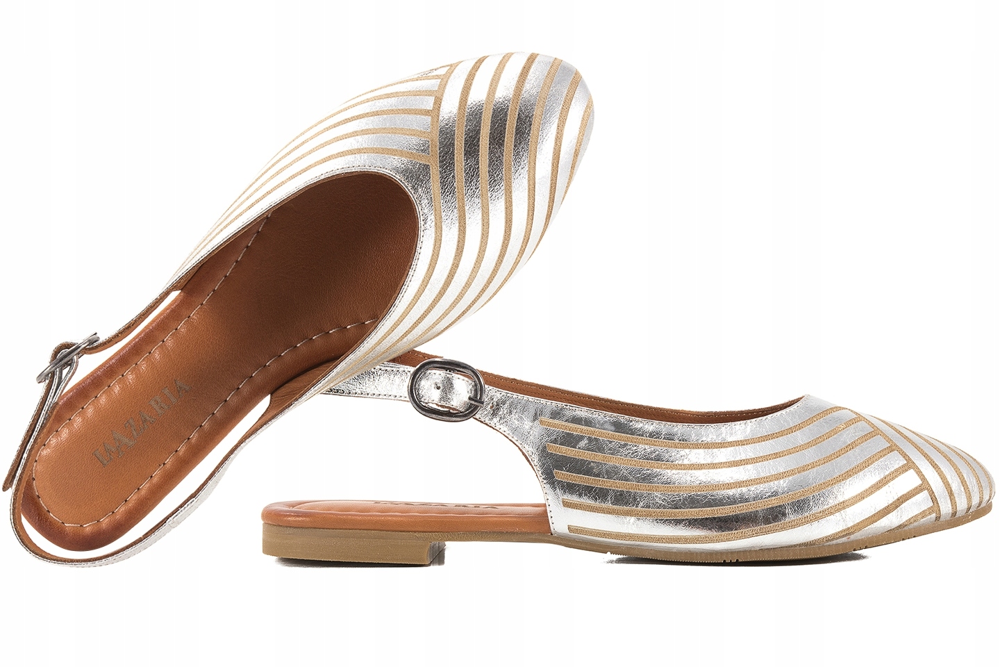 La Azaria 015 117-2024 Balerínky Bez Paty Dámské Sandály Kůže stříbrné 37