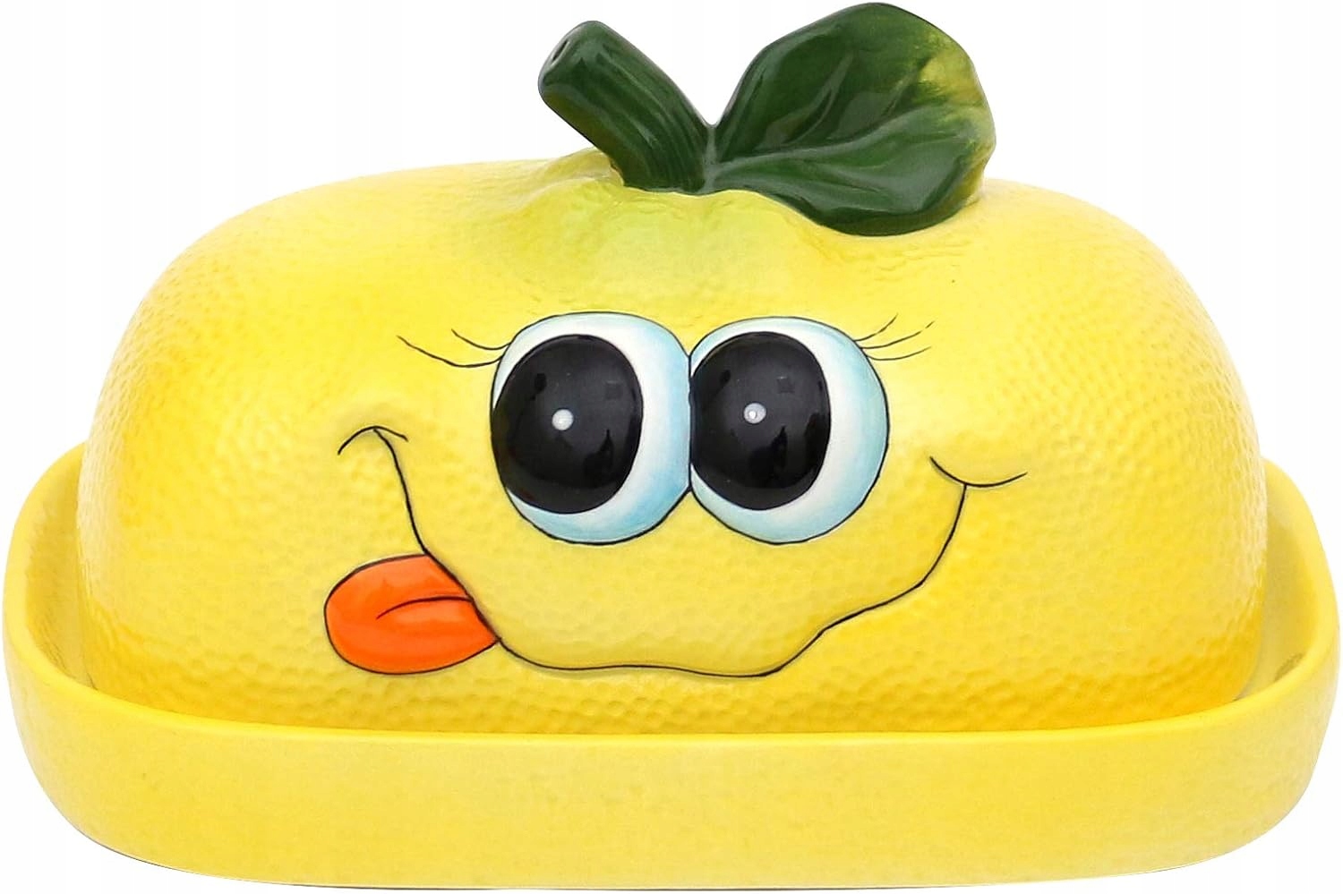 Keramická Máslenka Citron Žlutá 16,5 CM, Ručně Malovaný Design