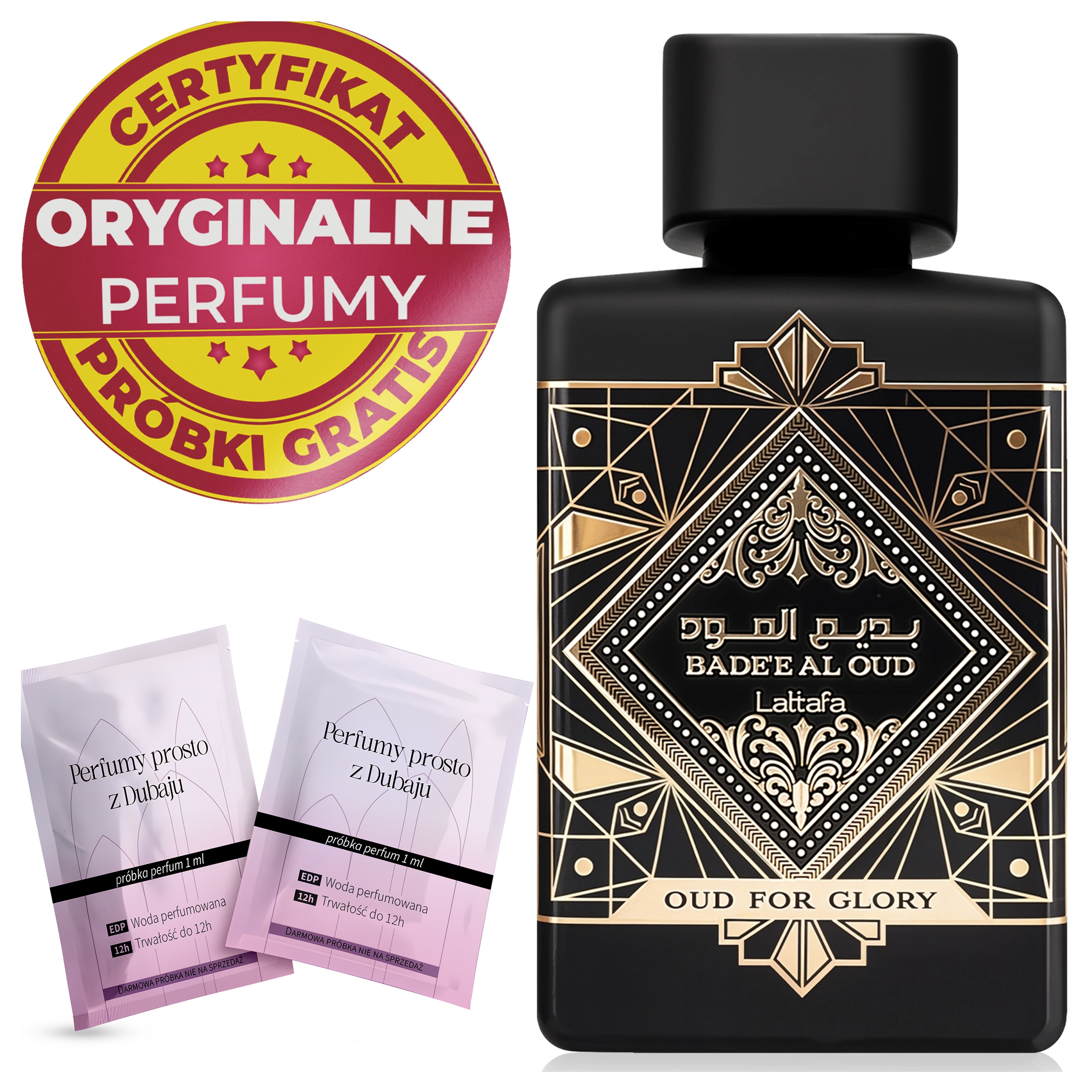 Perfumy Męskie Arabskie Lattafa Bade'e Al Oud Oryginalne Hologram Próbki