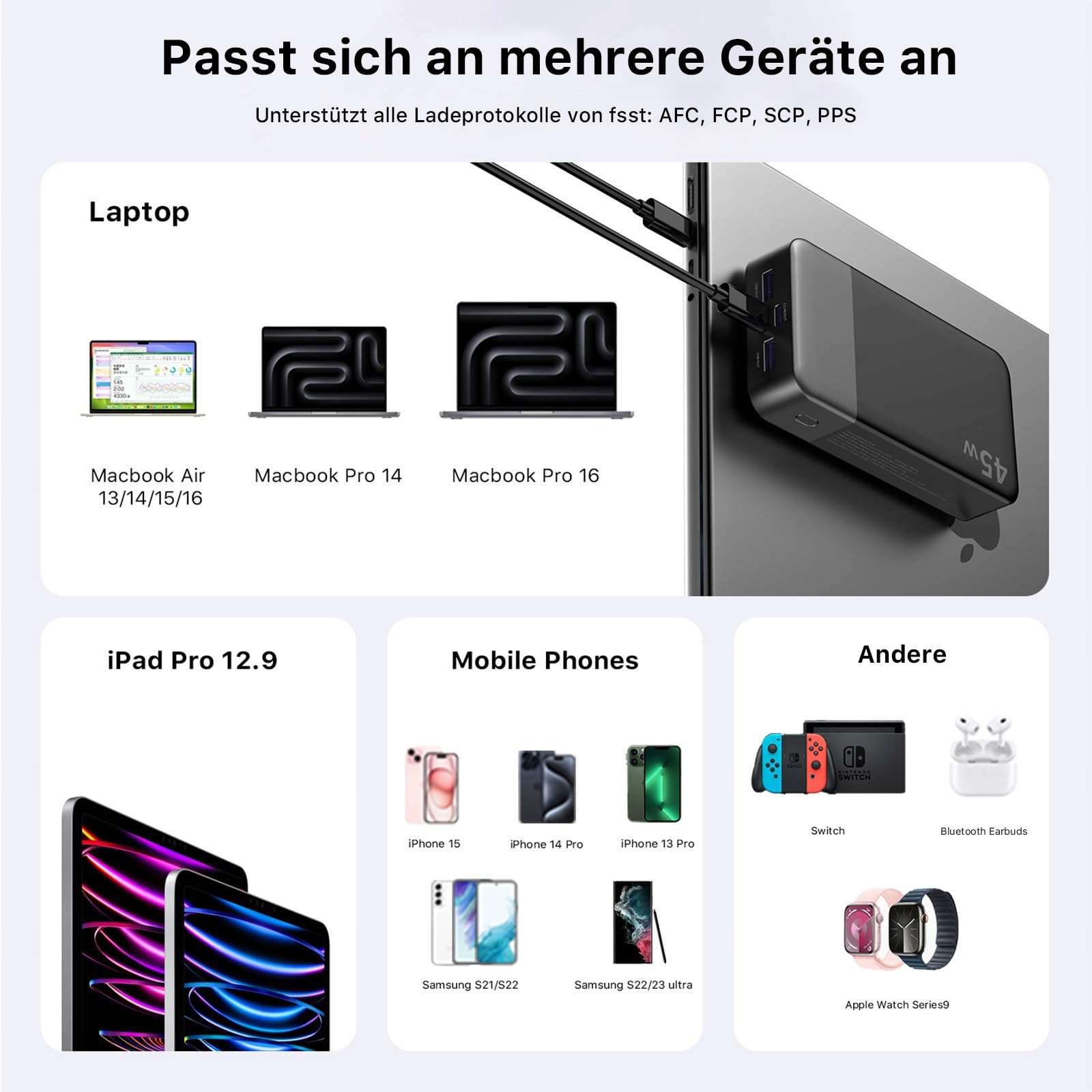 NOBIS Powerbank 20000mAh 45W Szybkie Ładowanie z Wyświetlaczem — miniatura 7