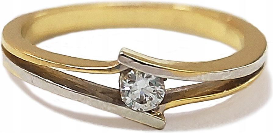 Zlatý prstýnek 585 s bílým zlatem, efektní, lesklý