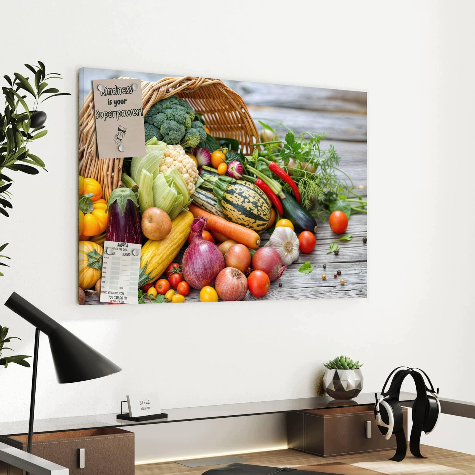Magnetická tabule Košík sklizňový Zelenina 60 × 40 cm