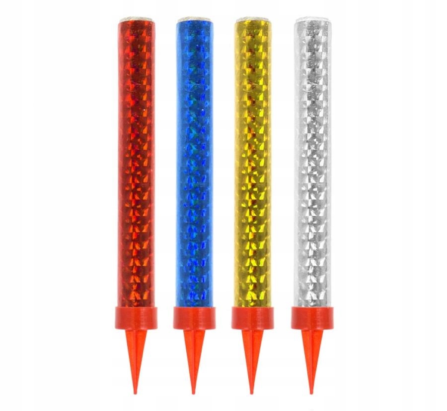 

4x Fontanna Holograficzna Na Tort 12cm Urodziny