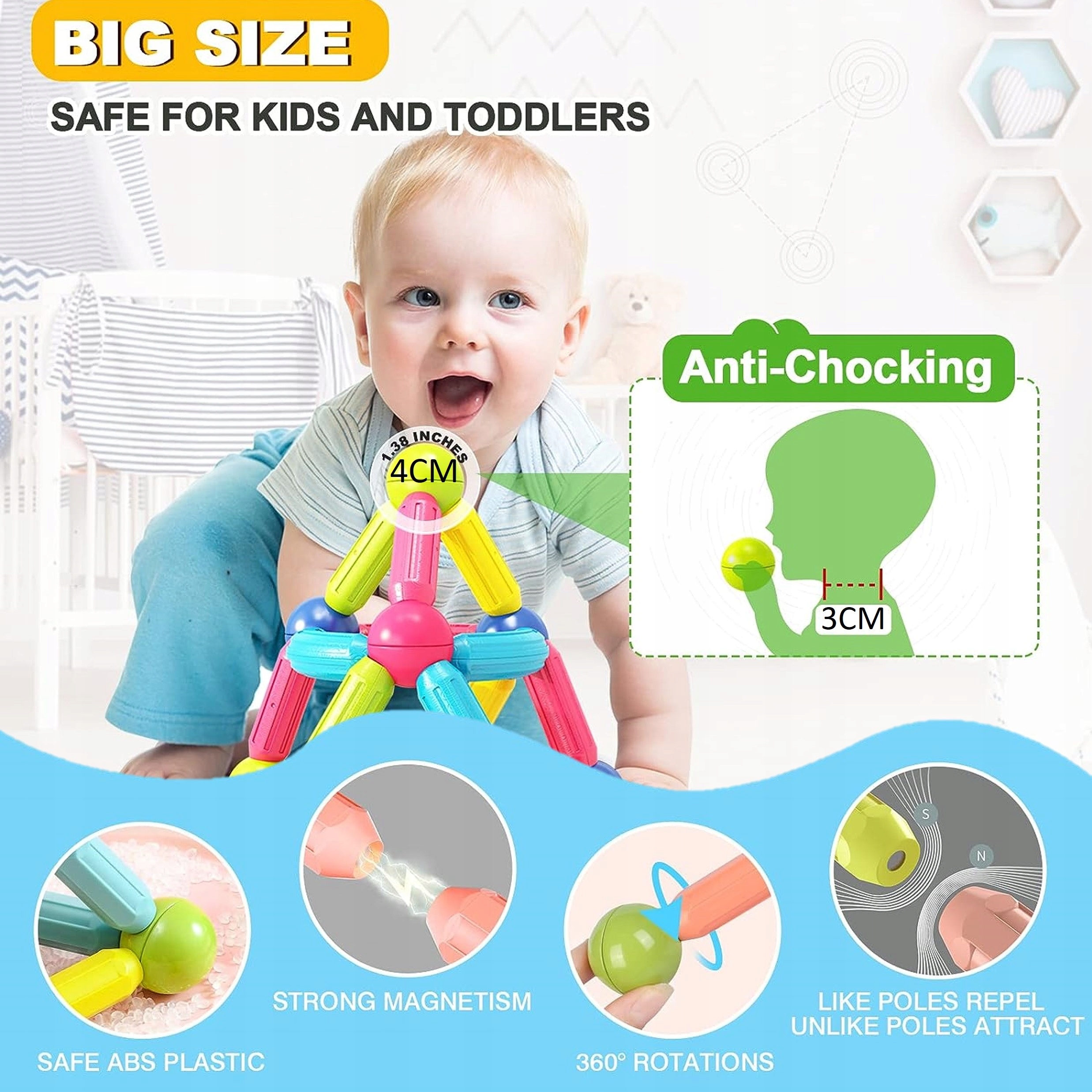 KLOCKI MAGNETYCZNE EDUKACYJNE MAGNETIC STICKS XXL Liczba elementów 84 szt.