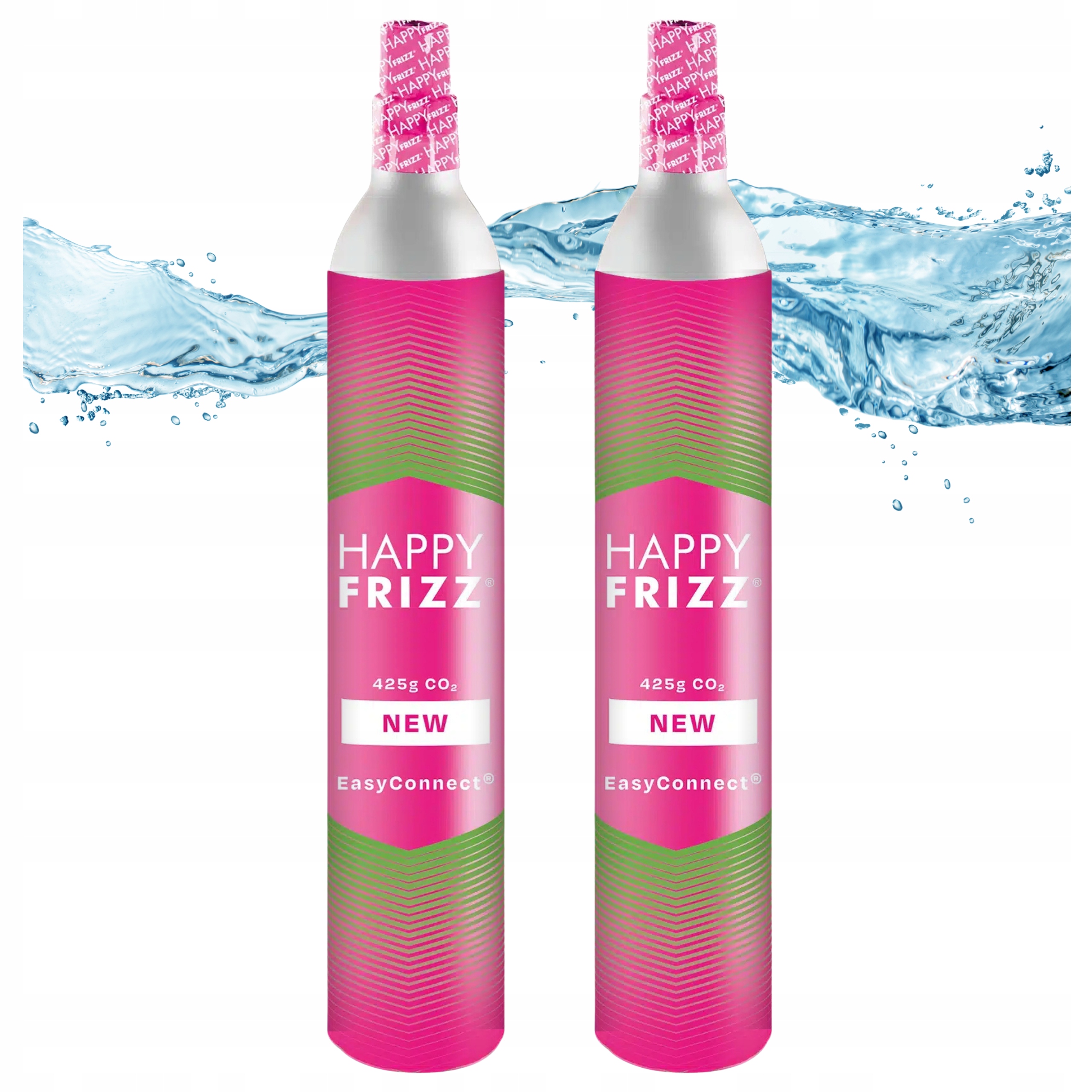 2x plynová láhev pro saturátor Quick Connect Qc Náboj Happy Frizz 425 g.